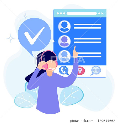 Illustration vector graphic cartoon character of contact us Illustration vector graphic cartoon character of contact us 129655662