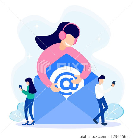 Illustration vector graphic cartoon character of contact us 129655663