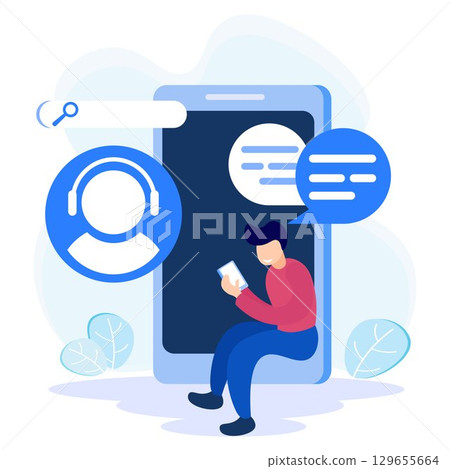 Illustration vector graphic cartoon character of contact us 129655664