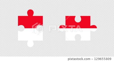 Puzzle Pieces with Monaco Flag. 129655809