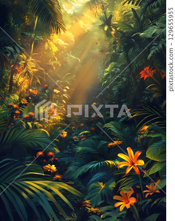 Tropical_jungle_scene_with_glowing_plants 129655955