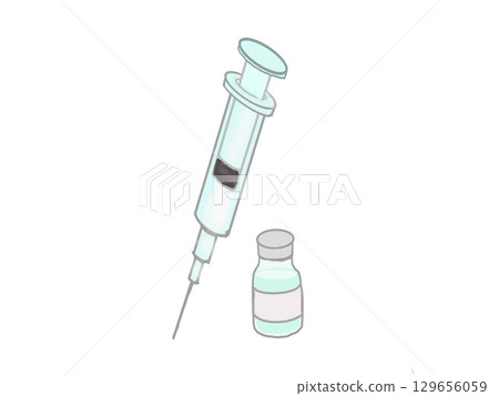 注射器和裝有疫苗的小瓶子的插圖 129656059