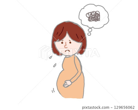 孕婦感到壓力的插圖 孕婦感到壓力的插圖 129656062