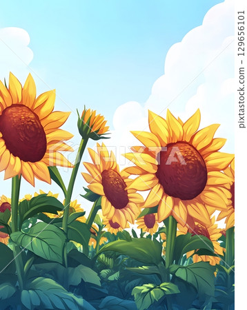 floral background with wild flowers 129656101