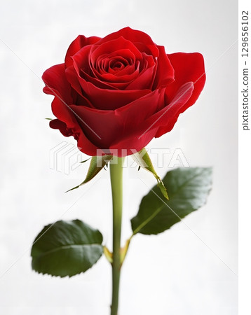 red rose on a white background 129656102