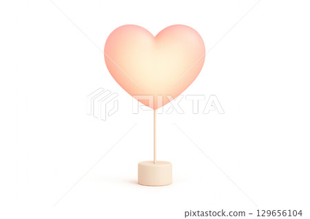 Illustration material of a gently glowing heart-shaped lamp 129656104