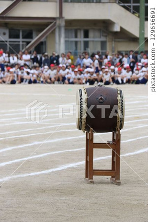 Drums used at athletic meets 129656691