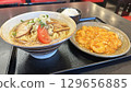 Restaurant menu (chilled ramen and chili shrimp from a chain restaurant) 129656885