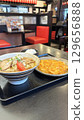 Restaurant menu (chilled ramen and chili shrimp from a chain restaurant) 129656888