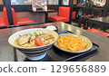 Restaurant menu (chilled ramen and chili shrimp from a chain restaurant) 129656889