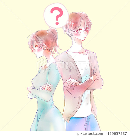 抱臂問問題的男女 抱臂問問題的男女 129657287