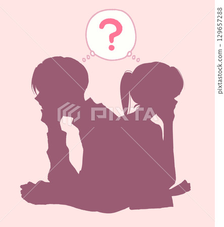 互相懷疑的男人和女人的輪廓 129657288