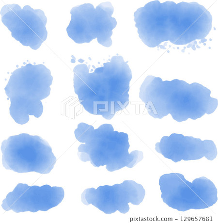 Collection of Blue Vector Watercolor Clouds Splashes and Abstract Paint Textures Collection of Blue Vector Watercolor Clouds Splashes and Abstract Paint Textures 129657681