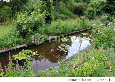 The natural flowers at the Karuizawa Lake Garden, a flower park with beatiful lakes in the Karuizawa resort area of, Nagano Japan 129658210