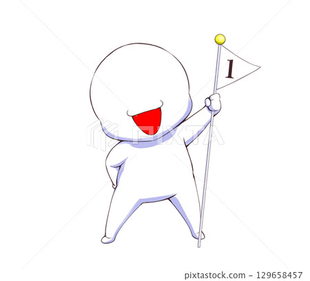 Character holding the 1st place flag Character holding the 1st place flag 129658457