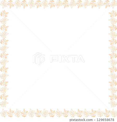Border frame template with leaf elements decoration. Rectangle easter border with empty space for your text 129658678