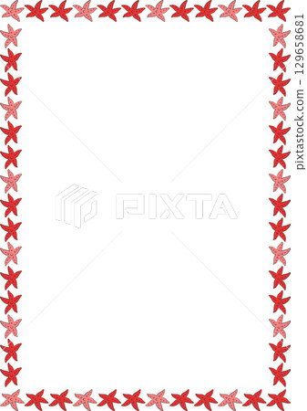 Sea star frame. Cute cartoon fishes 2d illustration with empty space for your text. Baby shower design 129658681