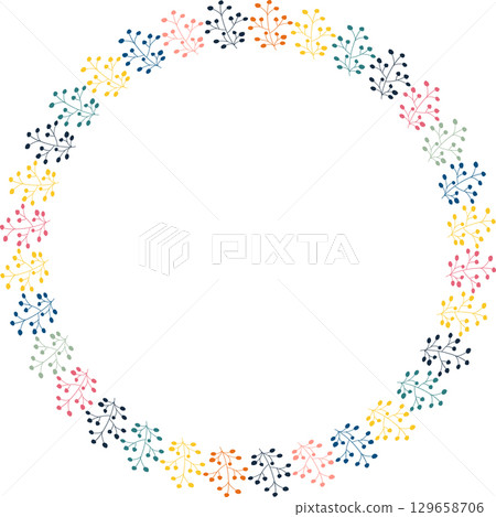 Summer meadow frame. Trendy botany graphic template. Grass empty frame box 129658706