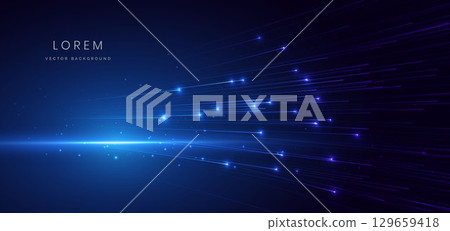 Hi speed blue light lines with lighting effect and sparkle on dark blue background. Hi speed blue light lines with lighting effect and sparkle on dark blue background. 129659418