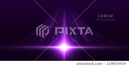 Abstract glowing neon purple light ray on dark purple background. 129659434