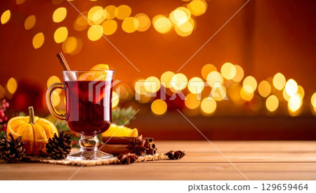 Image of the warmth of mulled wine and spices 129659464