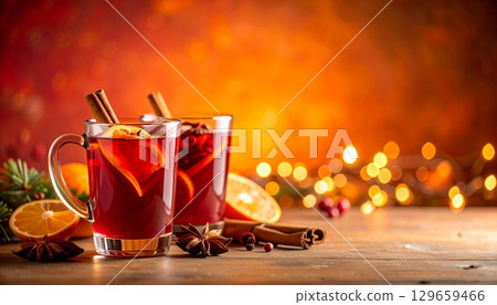 熱紅酒與香料的溫暖形象 129659466