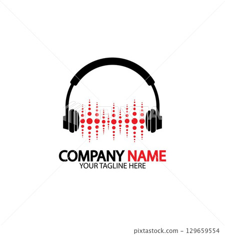 Headphone icon. Headphones with sound wave icon isolated, minimal design. Vector illustration 129659554