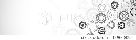 Website header or banner design with cogs and gear wheel mechanisms. 129660093