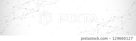 Website header or banner design with abstract polygonal background and connecting dots and lines. Global network connection. Digital technology with plexus background and space for your text. 129660127