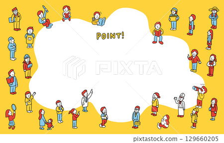 各行各業人士聚集的點引導圖框 129660205