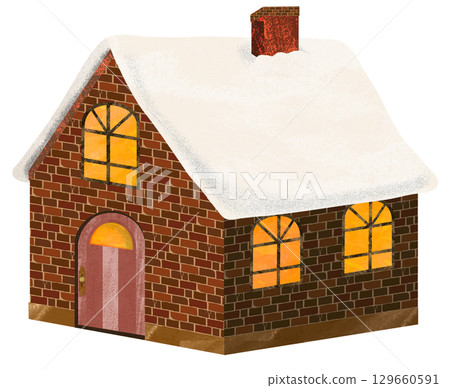 house with snow 129660591