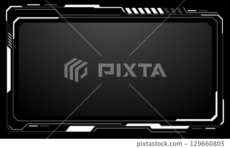 Hud frames white grey user interface elements design modern technology futuristic control panel screen digital hologram window gaming menu touching cyber monitor set on black background vector 129660805