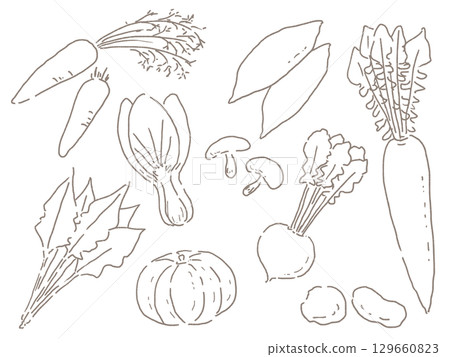 Cute vegetable illustrations Cute vegetable illustrations 129660823