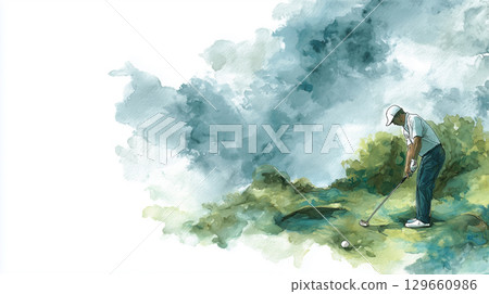 Watercolor golf illustration Watercolor golf illustration 129660986