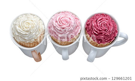 杯子裡的玫瑰冰淇淋 129661201