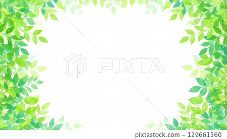 Refreshing green leaf frame Refreshing green leaf frame 129661560