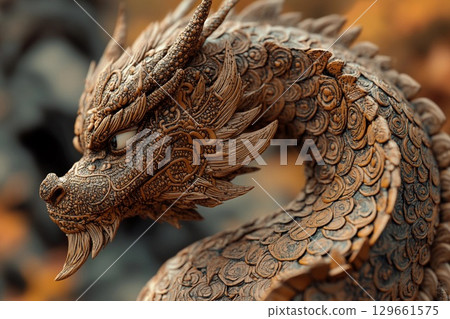 Majestic Henna Dragon Art Showcasing Intricate Patterns and Cultural Beauty. Generative AI 129661575
