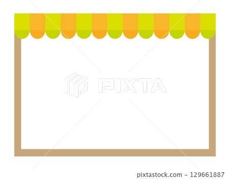 A simple shop tent frame in yellow-green and orange 129661887