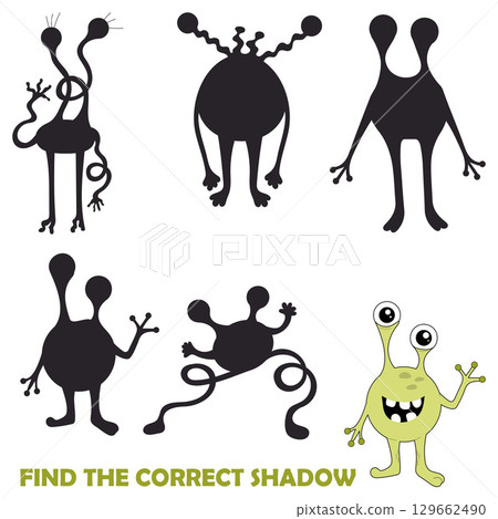 Find the correct shadow. Educational illustration for children. 129662490