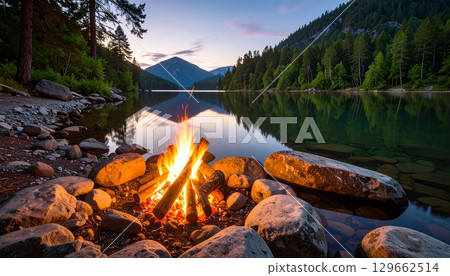 Bonfire time surrounded by nature Bonfire time surrounded by nature 129662514