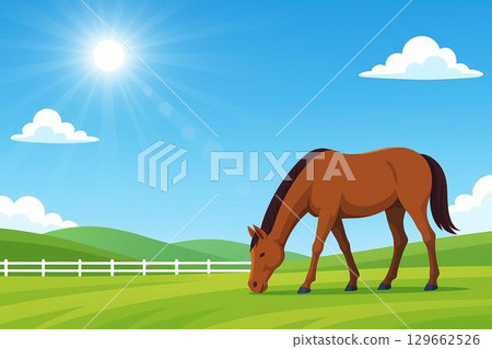 牧場風光：純種馬 129662526