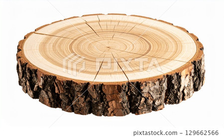 A natural stump with beautiful annual rings 129662566