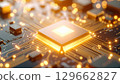 閃亮的半導體電路和電腦晶片[高性能計算機的圖像] 129662827