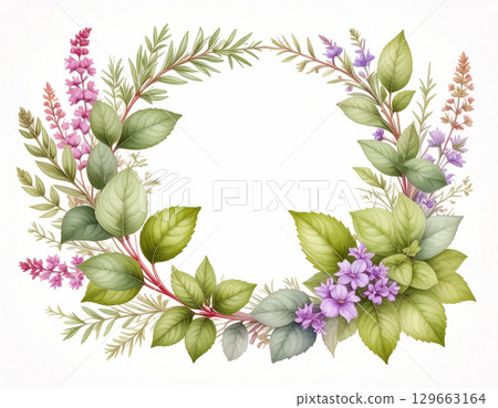 Wildflower and herb frame Wildflower and herb frame 129663164