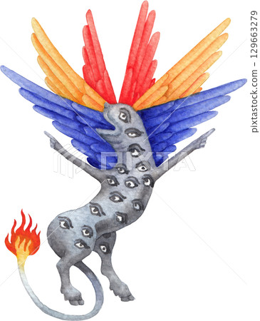 Watercolor illustration of an unknown bestiary creature Watercolor illustration of an unknown bestiary creature 129663279