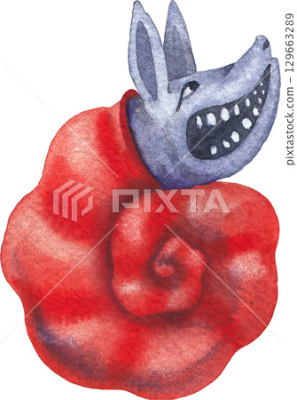 Watercolor illustration of a a whimsical medieval mouse-snail creature, Watercolor illustration of a a whimsical medieval mouse-snail creature, 129663289