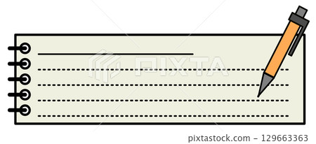 Illustration of stationery for writing notes in a diary or notebook with a pen or mechanical pencil Illustration of stationery for writing notes in a diary or notebook with a pen or mechanical pencil 129663363