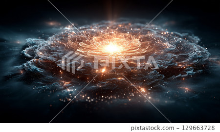 abstract fractal background with glowing particles 129663728