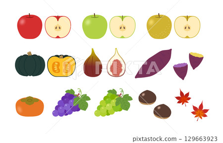 Autumn taste illustration set 129663923