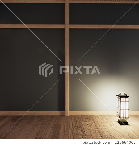 Cool colors give a feeling of coolness and calmness. Japanese traditional room, Mock up empty room and decoration room japan style.3D rendering 129664003